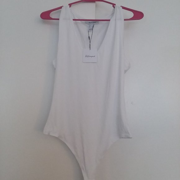 Revamped Tops - White Bodysuit Size L
